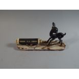 A Mid 20 th Century French Desk Calendar with Deer Mount and Marble Base,