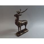 A Reproduction Bronze Effect Cast Metal Stag on Base,