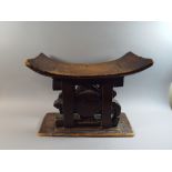 A Cared Wooden African Stool, Ashanti Tribe,