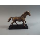 A Bronze Effect Cast Metal Study of A Trotting Horse on Marble Plinth, 18 cm High,