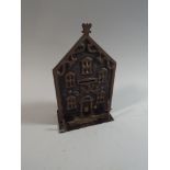 A 19th Century Brass Mounted Iron Novelty Money Box in The Form of A Bank,