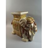 A Large Ceramic Seat in The Form of An Elephant, Decorated in Multi Colour Enamels,