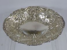 A Solid Silver Victorian Floral Embossed Bon Bon Tray, Sheffield hallmark dated 1885, mm P.S.J.H.,
