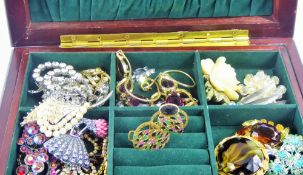 A Box of Costume Jewellery, including necklaces and brooches.