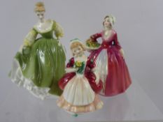 Three Royal Doulton Figurines, including 'Fair Lady' ' HN2193, 'Janet' HN 1537 and 'Valerie' HN2107.