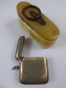 A Gentleman's Antique Horn Snuff Box, together with a silver vesta, Birmingham hallmark, mm DGC,