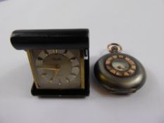 An Antique Gun Metal Gold Plated and Enamel Half Hunter, the watch having a minute dial with white