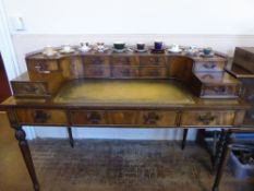 A Reproduction Mahogany Carlton House Desk, the desk having green tooled leather top with semi-