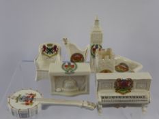 A Quantity of Crested China Musical and Domestic Interest, including Carlton 'Upright Piano',