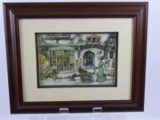 After Anton Pieck, two 3D pictures entitled 'The Chemist' and 'The Toy Shop', approx 23 x 15 cms,