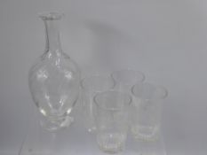 Five Vintage Water Glasses, together with a table decanter.