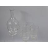 Five Vintage Water Glasses, together with a table decanter.