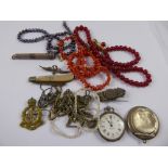 Miscellaneous Silver and Other Jewellery, including brooch, mother of pearl silver bladed pocket