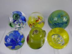 A Quantity of Glass Paperweights, including Caithness 'Saffron', 'Blue Flower', Mdina, Langham Glass