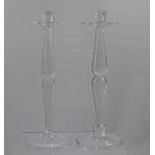 A Pair of Elegant French Glass Candle Sticks, approx 32 cms