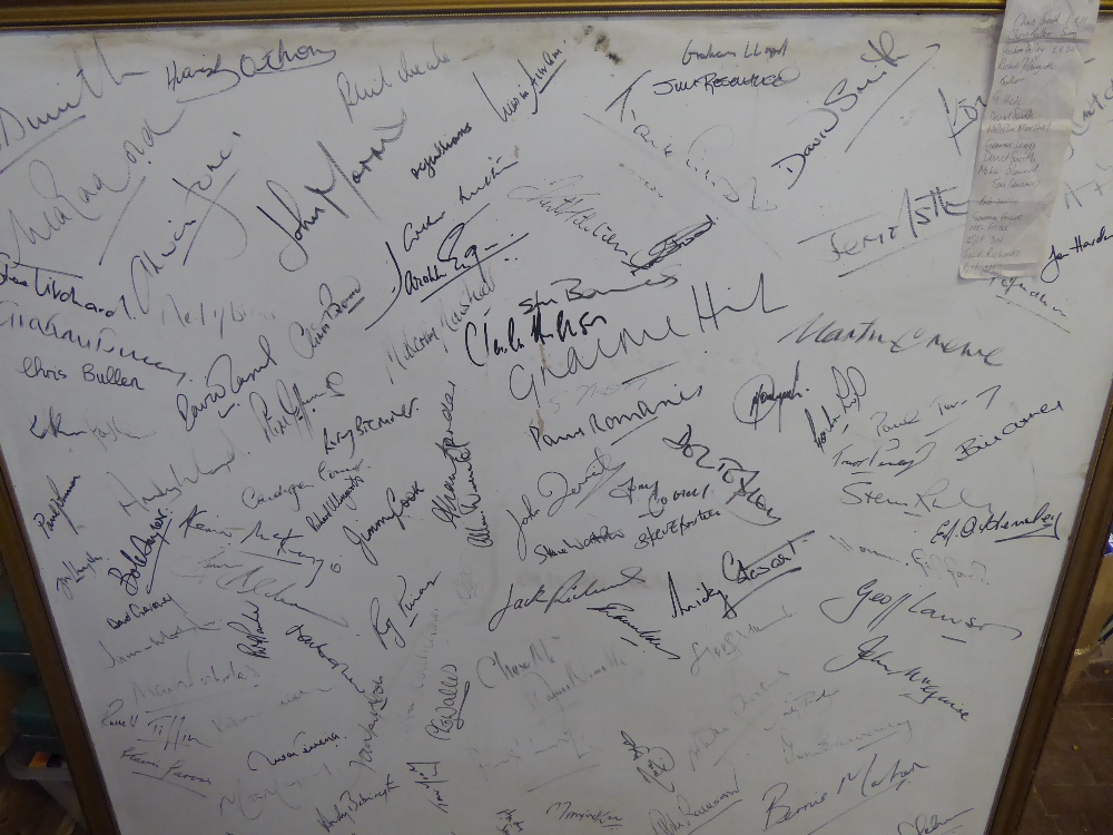 Cricket Memorabilia, a panel with over 100 signatures of World Class Cricketers, including Bob