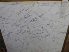 Cricket Memorabilia, a panel with over 100 signatures of World Class Cricketers, including Bob