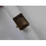 A Lady's 9ct Square Cut Smoky Quartz Ring, the stone measures 18 x 13 mm, size O, approx 6.9 gms