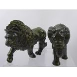 An African Hardstone (possibly Verdite) Carving of a Lion by A. Malahlela, approx 30 x 20 cms