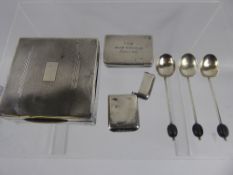 A Collection of Silver, including a cigarette box dd 1935, Vesta case dd 1883, another vest box dd