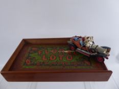 A Vintage Floral Lotto Board Game, in original box with counters together with a Corgi Chitty Bang