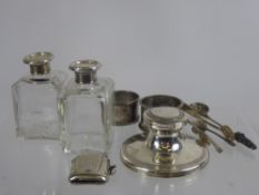 Miscellaneous Silver, including silver vesta, two silver topped perfume bottles, a travelling