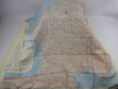 A Circa 1953 Cold War Military Issue Escape Map, printed silk with France to one side and Germany to