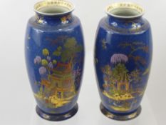 A Pair of Carlton Ware Vases, 'New Mikado' Pattern, approx 26 cms