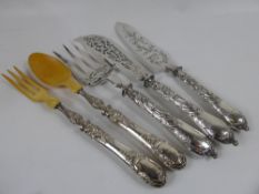 A Miscellaneous Collection of Continental Silver and Silver Plate, including cake slice, fish