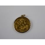 A 1912 Full Gold George V Sovereign, presented in a 9 ct gold mount, approx 9.4 gms