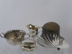 Miscellaneous Silver, including a creamer Birmingham hallmark, dated 1905, mm WA, sugar bowl