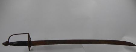 A Late 18th Century Officer's Hanger Sword, the sword having an ebony hilt, blade approx 66 cms