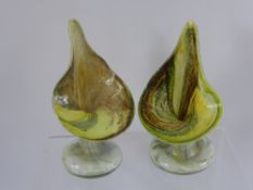 A Pair of Vintage Lily Form Stem Vases, together with a pair of Victorian crown pot vases.