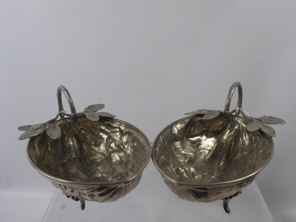 Two Pewter Nut Dishes, in the form of walnuts together with two plated candlesticks. (4) - Image 4 of 4