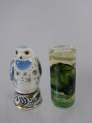 Gozo Glass Vase together with a Crown Derby Connoisseur Collection 'Snowy Owl'. (2)