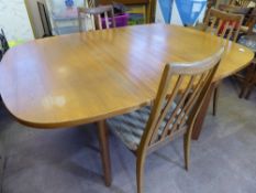 A Vintage Teak G-Plan Table and Six Chairs, table measures approx 160 x 112 x 72 cms.