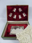 An Antique Solid Silver Continental Six Cup Communion Set, the set comprising six cups and tray,