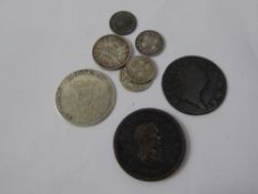 Miscellaneous Coins, including 1769 half penny, 1806 half penny, 1812 silver G & R Ferns and T.