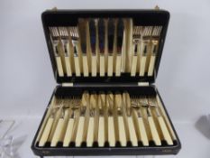Miscellaneous Silver Plate, including 12 pcs ivory style handled fish knives and forks, original