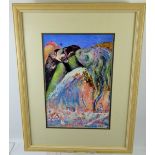 Linda Sutton Contemporary Mixed Media, entitled Annunciation V, approx 27 x 39 cms, signed lower