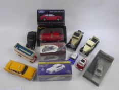 Miscellaneous Die Cast Collector's Cars, including Triumph Bonneville T120 (boxed), Jaguar MK II