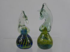 Two Mdina Glass 'Sea Horse' Paperweights.