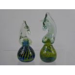 Two Mdina Glass 'Sea Horse' Paperweights.