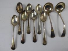 Six Solid Silver Teaspoons, Sheffield hallmark, mm Walker & Hall, dated 1901 together with a rat