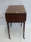 An Antique Mahogany Drop Leaf Table, the table having two drawers to one end with dummy drawers to