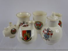 Miscellaneous Crested Ware, including five large Goss Ware vessels ''Roman Vase', Milk Jug,