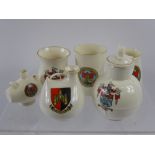 Miscellaneous Crested Ware, including five large Goss Ware vessels ''Roman Vase', Milk Jug,