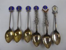 Miscellaneous Enamel King Edward VIII Coronation Spoons, together with an ERII Coronation spoon