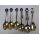 Miscellaneous Enamel King Edward VIII Coronation Spoons, together with an ERII Coronation spoon