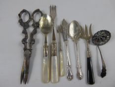 Miscellaneous Silver and Silver Plate, including two silver jam spoons, butter knife, sugar spoon,